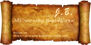 Jávorszky Boglárka névjegykártya